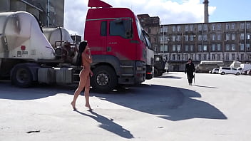 hot girl walking nude in public
